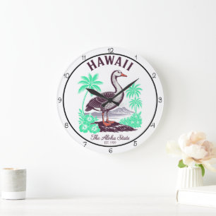 Grande Horloge Ronde Pièce murale de l'État d'Hawaii Aloha