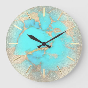Grande Horloge Ronde pierre turquoise