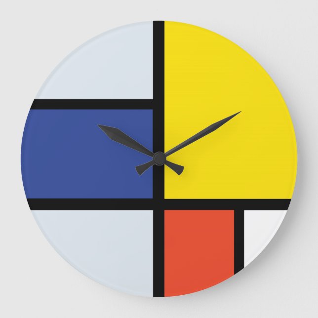 Grande Horloge Ronde Piet Mondrian Composition A - Art Moderne Abstrait (Recto)
