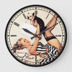 Grande Horloge Ronde Pin-up Girl Wall Clock