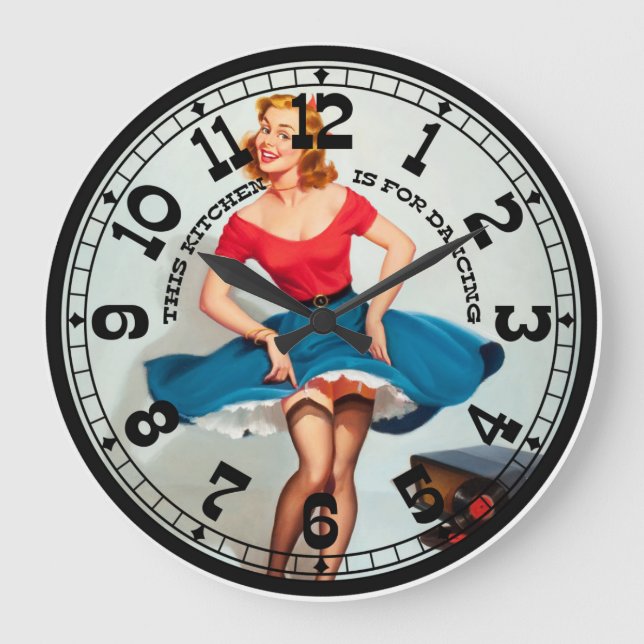 Grande Horloge Ronde Pin-up Girl Wall Clock (Recto)