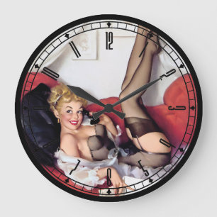 Grande Horloge Ronde Pin-up Girl Wall Clock