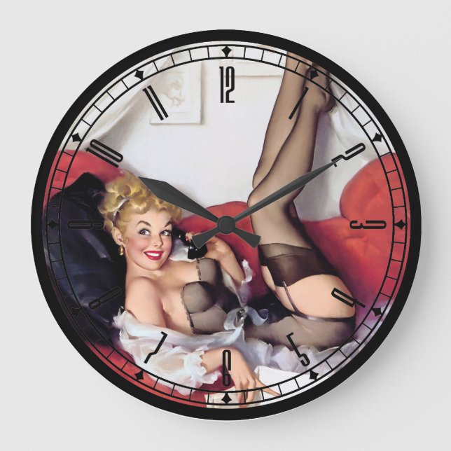 Grande Horloge Ronde Pin-up Girl Wall Clock (Recto)