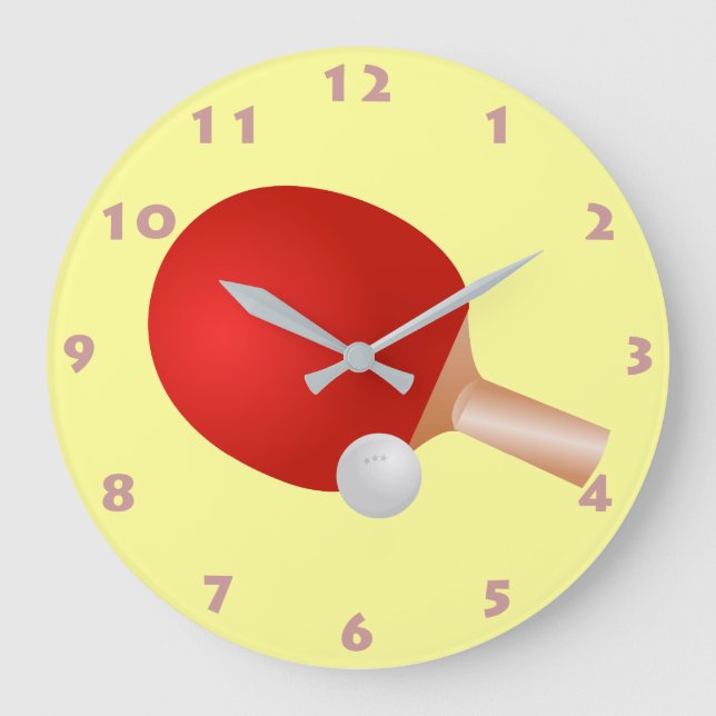 GRANDE HORLOGE RONDE PING PONG PADDLE ET BALLE (Recto)