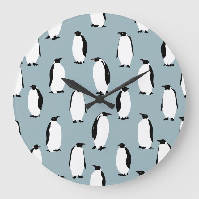 Grande Horloge Ronde Pingouin Bird animal mignonne Motif (Recto)
