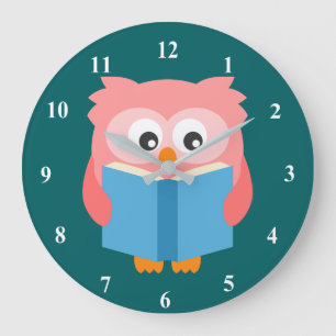 Grande Horloge Ronde Pink cute reading