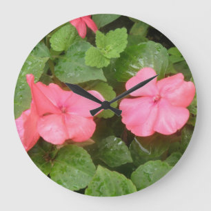 Grande Horloge Ronde Pink Impatiens Wall Clock