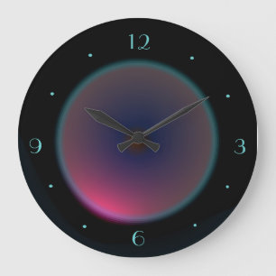 Grande Horloge Ronde Pink Iridescent Moon on Black > Wall clock