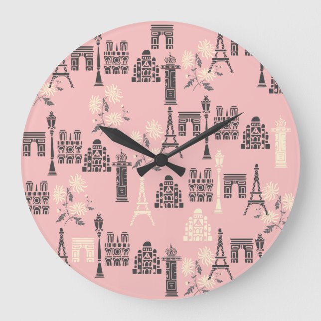 Grande Horloge Ronde Pink Paris Wall (Recto)