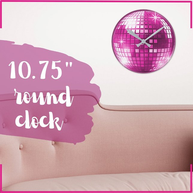 Grande Horloge Ronde Pink Purple Disco Ball Sparkror (Créateur téléchargé)