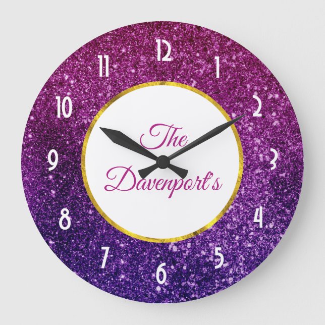 Grande Horloge Ronde Pink & Purple Sparkling Gemstones (Recto)