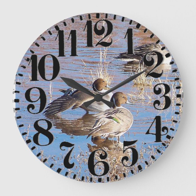 Grande Horloge Ronde Pintail Duck Birds (Recto)