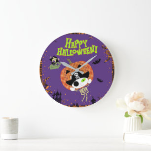 Grande Horloge Ronde Pirate squelette