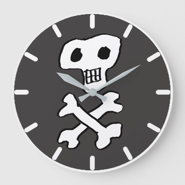Grande Horloge Ronde Pirate style Skull & Crossbones (Recto)