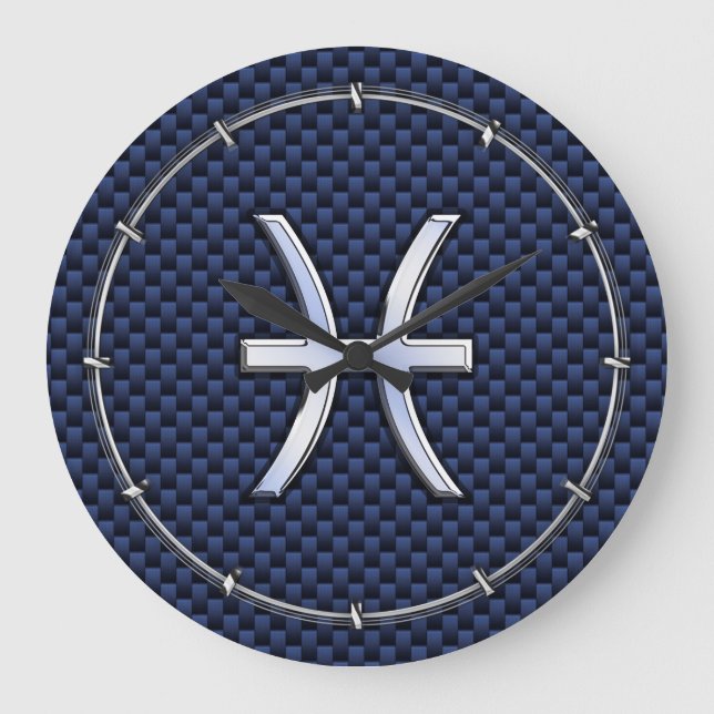 Grande Horloge Ronde Pisces Zodiac on Blue Carbon Fiber (Recto)