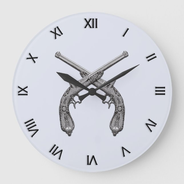 Grande Horloge Ronde Pistols antiques aux chiffres noirs (Recto)