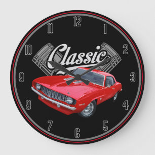 Grande Horloge Ronde Pistons classiques et Camaro