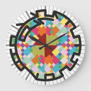 Grande Horloge Ronde PIXELAT chained numbers by masanser