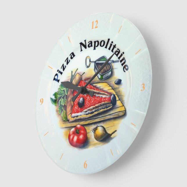 Grande Horloge Ronde Pizza Napolitaine. (Angle)