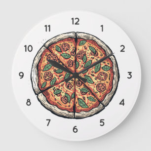 Grande Horloge Ronde Pizza ronde de pizzeria italienne cuisine ou resta