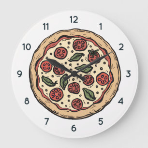 Grande Horloge Ronde Pizza ronde de pizzeria italienne cuisine ou resta