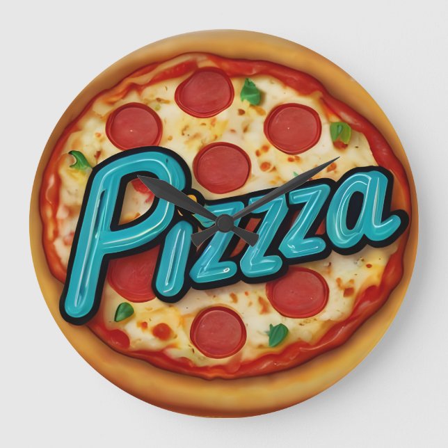 Grande Horloge Ronde Pizzeria italienne Pizza Cuisine ou restaurant ron (Recto)