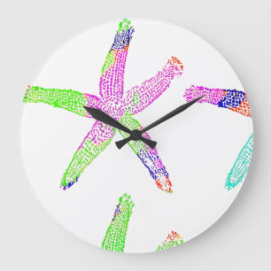 Grande Horloge Ronde Plage côtière de Starfish Multicolore Motifs Bla