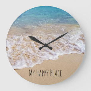 Grande Horloge Ronde Plage des Bahamas avec le surf d'océan