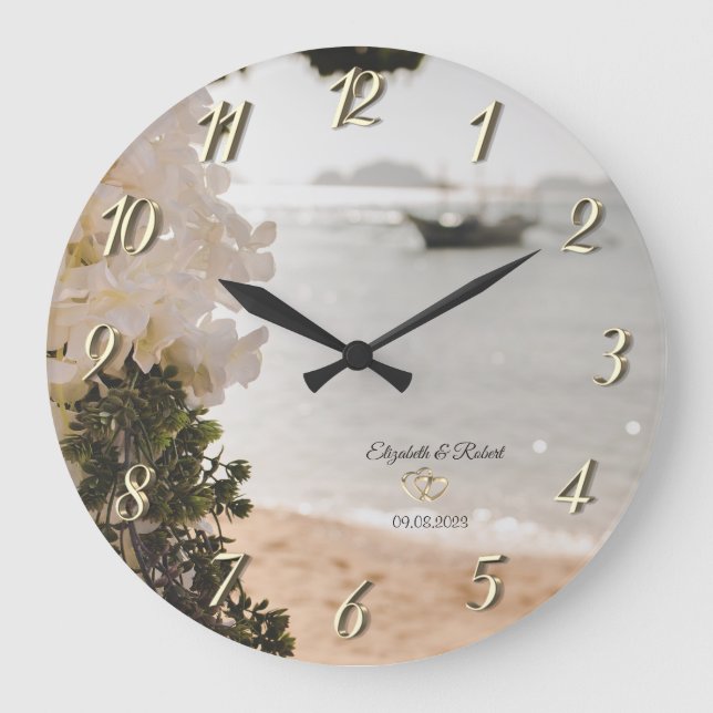 Grande Horloge Ronde Plage des Fleurs de Bateaux à Voile (Recto)
