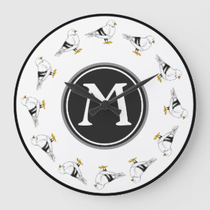 Grande Horloge Ronde Plage Gull Seagull New York Pigeon Bird initial