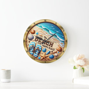 Grande Horloge Ronde Plage Joyeux Place Seashell