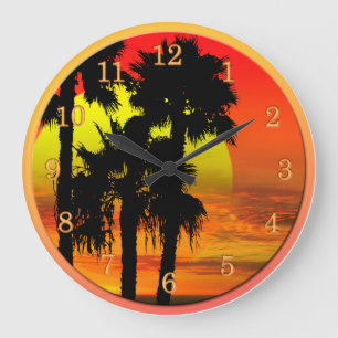 GRANDE HORLOGE RONDE PLAGE TROPICALE INFINI ÉTÉ