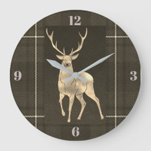 Grande Horloge Ronde Plaid d'or de mâle