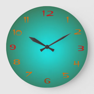 Grande Horloge Ronde Plain Green/Aqua Illuminated Design>Kitchen Clocks
