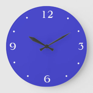 Grande Horloge Ronde Plain Royal Blue and white> Plain Kitchen Clocks