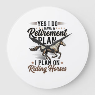 Grande Horloge Ronde Plan de retraite Cheval à cheval Design de chemise
