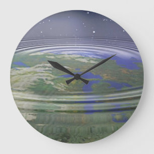 Grande Horloge Ronde Planète Terre avec onduleurs d'eau