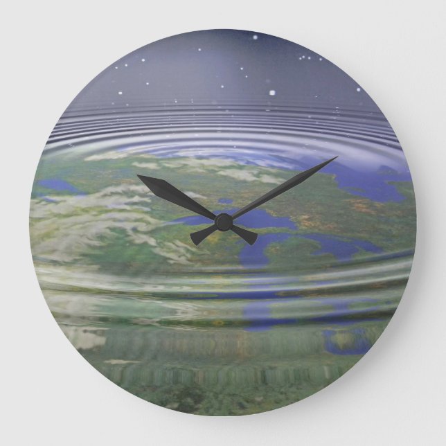 Grande Horloge Ronde Planète Terre avec onduleurs d'eau (Recto)