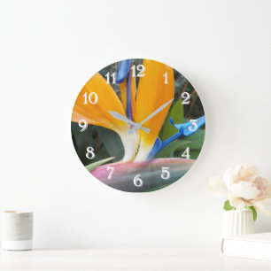 Grande Horloge Ronde Plante tropicale d'oiseau de paradis floral
