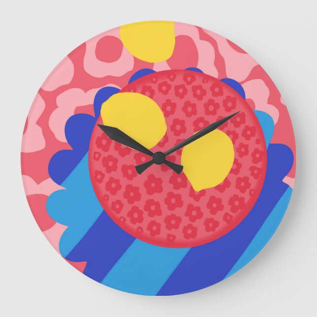 Grande Horloge Ronde Plaque de fleurs de citron (Recto)
