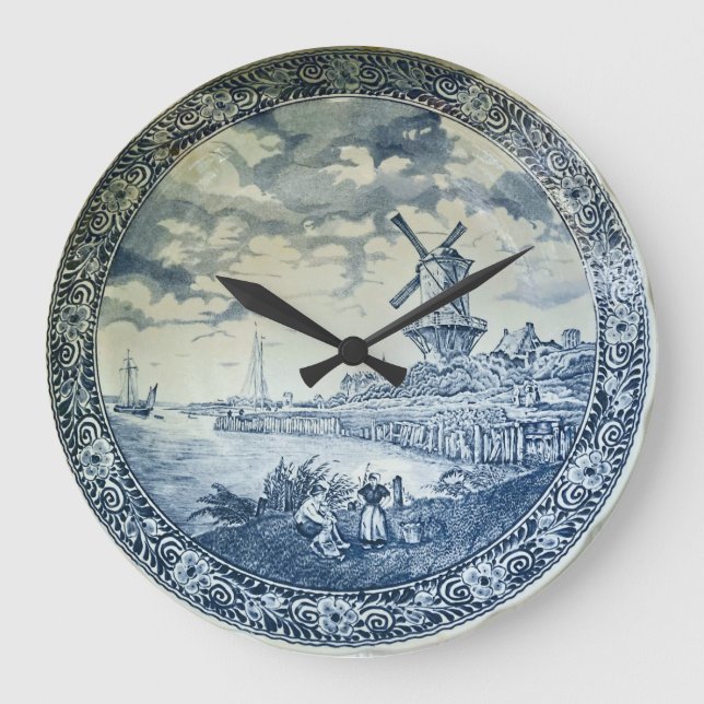Grande Horloge Ronde Plaque hollandaise Blue Delft (Recto)