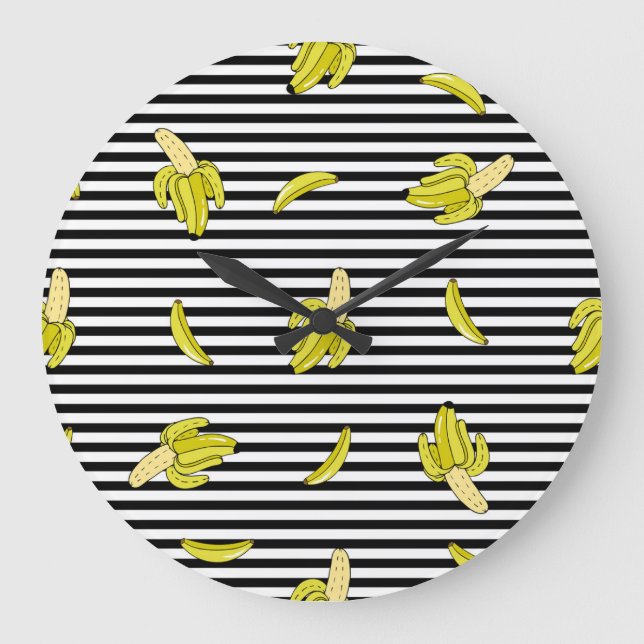 Grande Horloge Ronde Plaques de banane de dessin animé : style rétro. (Recto)