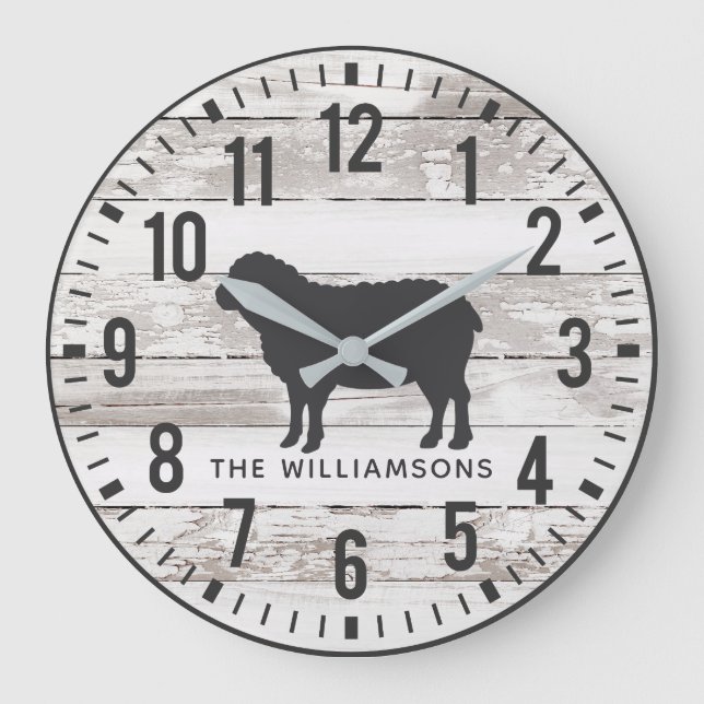 Grande Horloge Ronde Plaques Rustiques Chippy Nom de famille personnali (Recto)