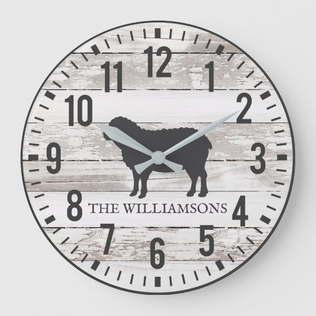 Grande Horloge Ronde Plaques Rustiques Chippy Nom de famille personnali (Recto)