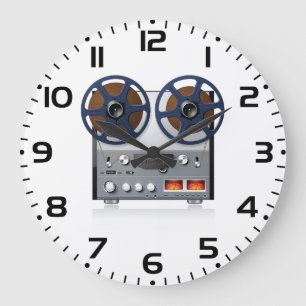 Grande Horloge Ronde Platine à bande vintage à bobines Audiophile