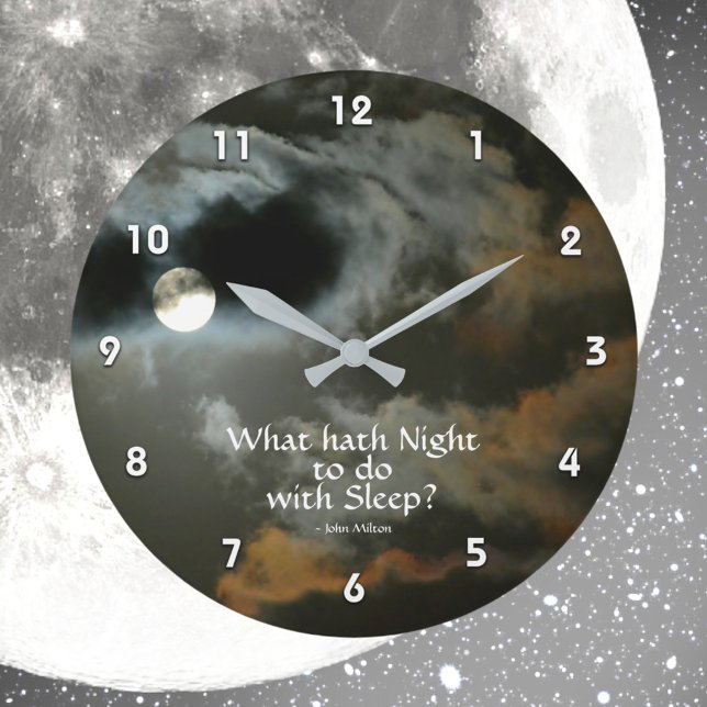 Grande Horloge Ronde Pleine lune avec citation nocturne Night Shift (Créateur téléchargé)