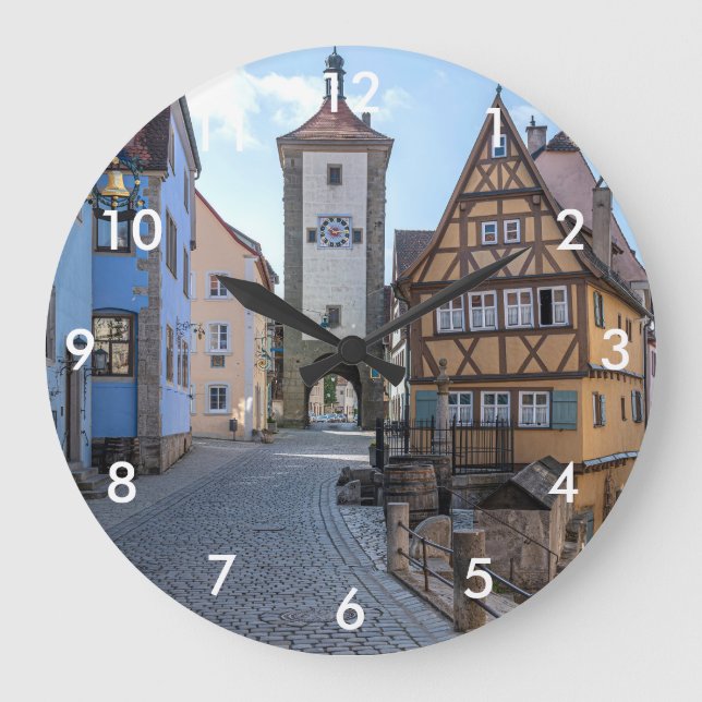 Grande Horloge Ronde Plönlein à Rothenburg ob der Tauber, Allemagne (Recto)