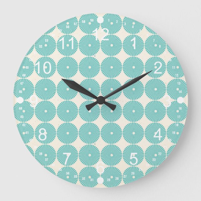 Grande Horloge Ronde Plutôt Turquoise Aqua Turquoise Blue Circles Disqu (Recto)