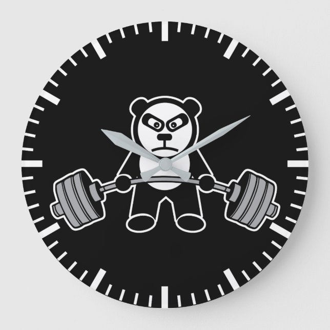 Grande Horloge Ronde Poids Levant Panda Ours Anime Dessin - Entraînemen (Recto)