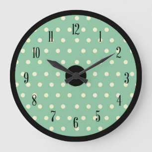 Grande Horloge Ronde Point Polka rétro avec accents noirs